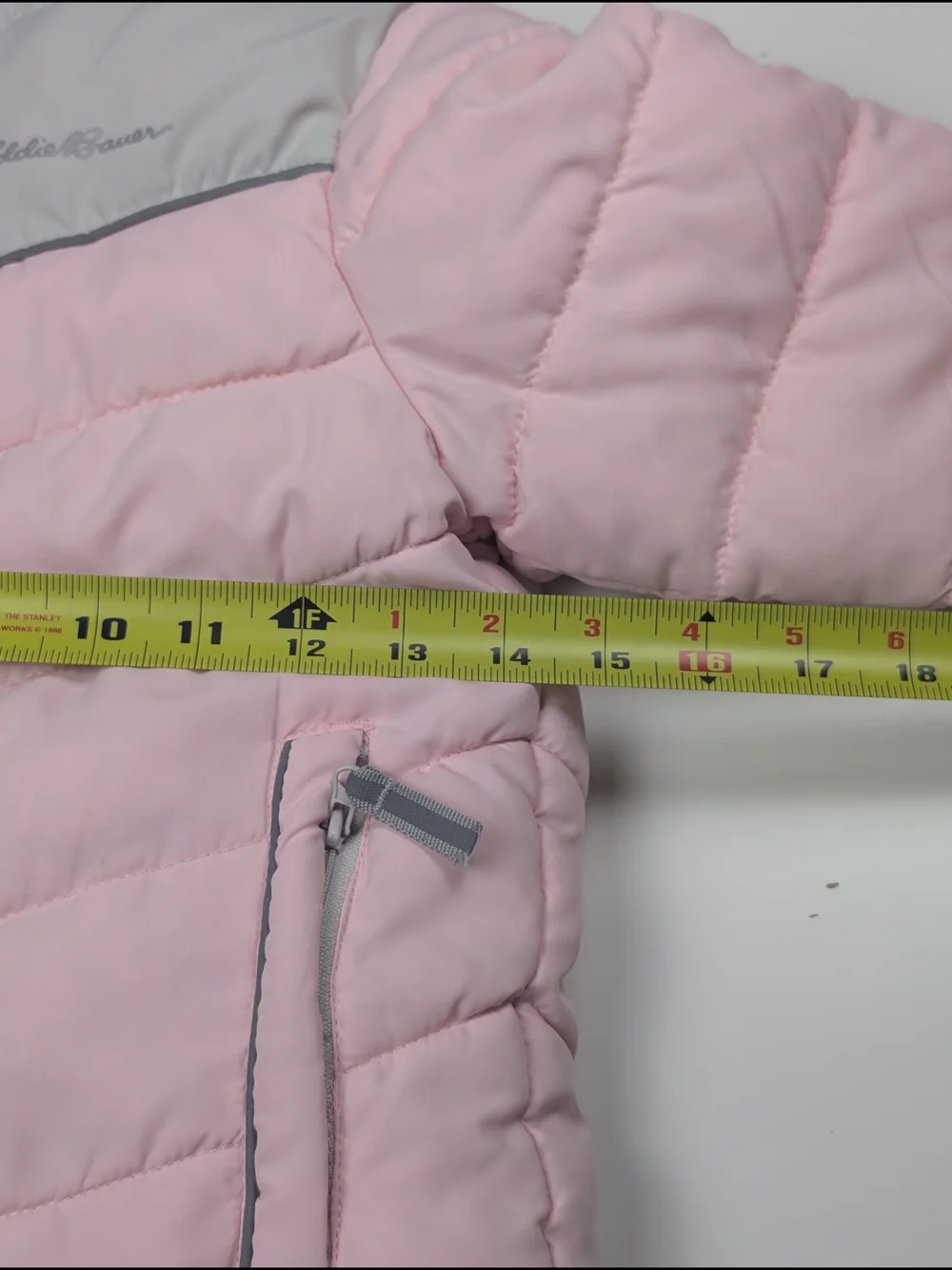 Eddie Bauer Girls Puffer Jacket Pink Gray Sherpa Lined Hooded Sz 5 Excellent